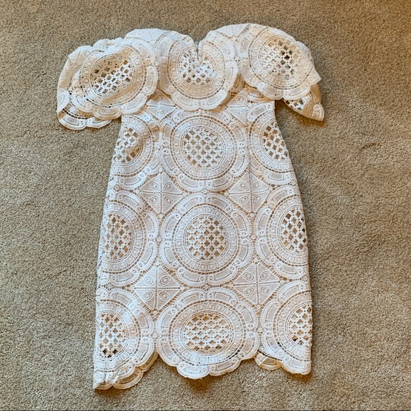 Lulus Dresses & Skirts - Lulus White Off Shoulder Crochet Dress